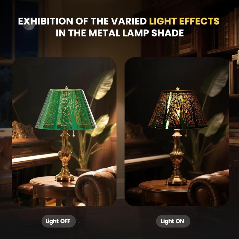 ALUCSET Stainless Steel Lamp Shade, Barrel Lampshade for Table Lamps, Metal Lamp Shade 7" Top x 13" Bottom x 7.8" High(Spider), Green Mirror Finshed Exterior Gold-plated Interior Replacement Shade - Image 5